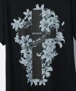 CROSS & LILIES TATTOO TEE [BLACK]