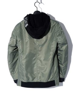 FAKE LAYERED NYLON JK w/HOOD [KHAKI]