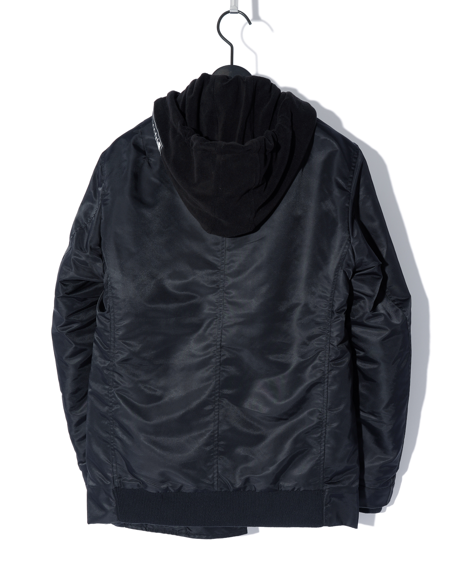 FAKE LAYERED NYLON JK w/HOOD [BLACK]