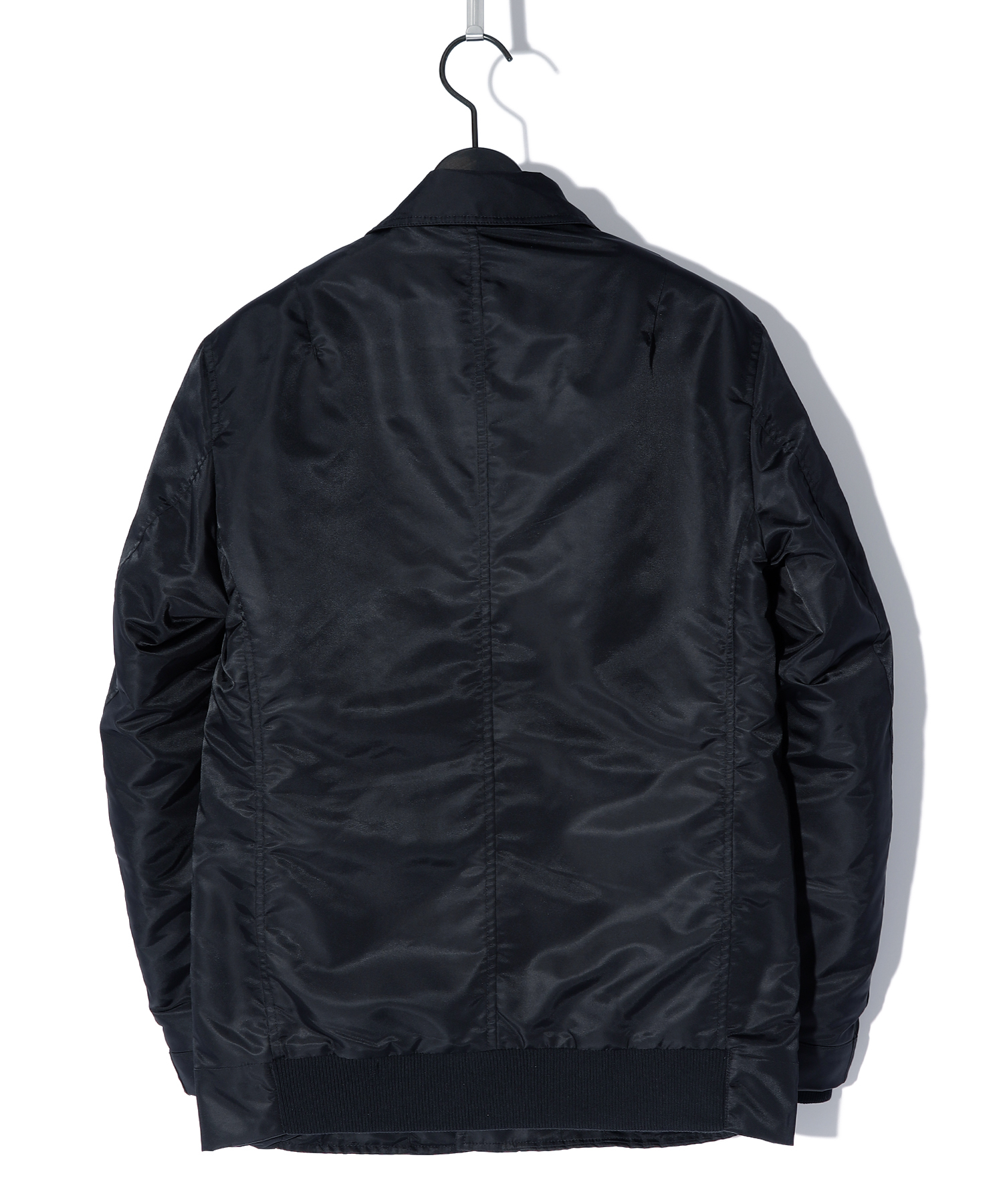 FAKE LAYERED NYLON JK w/HOOD [BLACK]