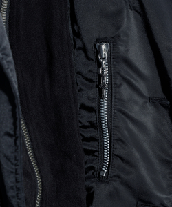 FAKE LAYERED NYLON JK w/HOOD [BLACK]