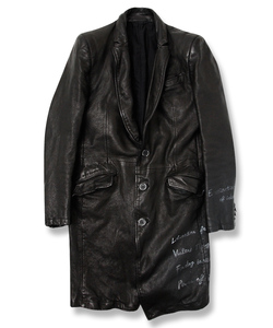 HAND PAINT MESSAGE LEATHER LONG JACKET