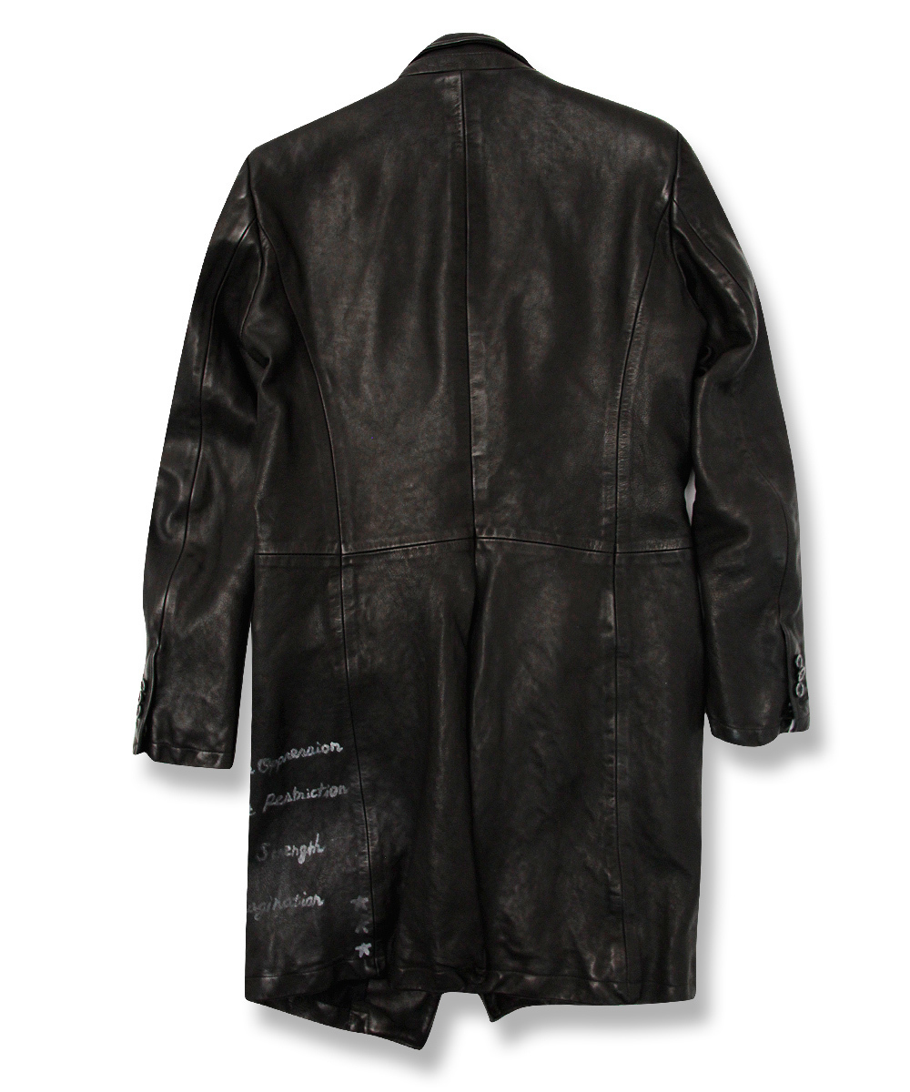 HAND PAINT MESSAGE LEATHER LONG JACKET