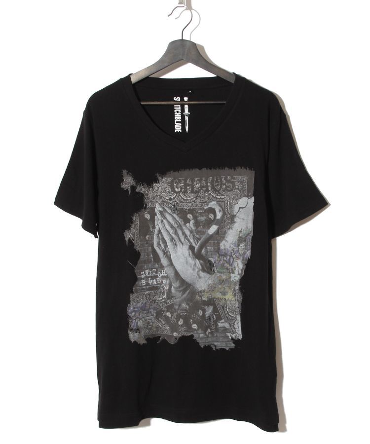 PRAYING HANDS V-TEE(BLACK)