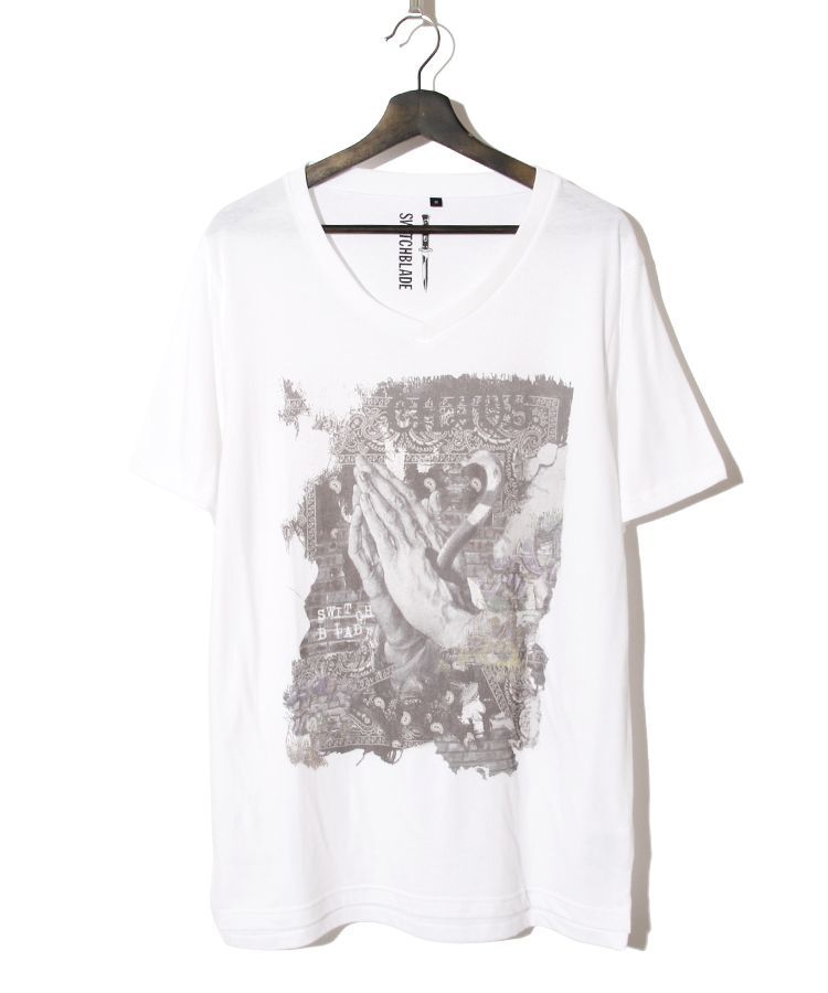 PRAYING HANDS V-TEE(WHITE)